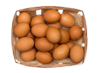 Egg background. Eggs in a carton box	