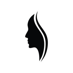 Woman face silhouette  icon, woman vector icon 