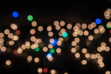 Background of lights bokeh with whites, blues, greens, and reds