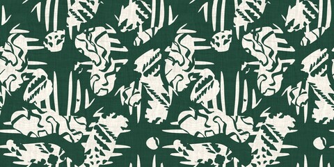 Seamless two tone hand drawn brushed effect pattern border swatch. High quality illustration. Collage of minimal drawings arranged in a seamless pattern with fabric texture overlay. Rough scribble.