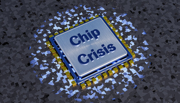 Chip shortage,Chip crisis, 3d render. 3D illustration.