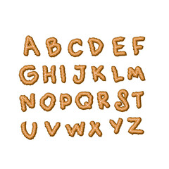 Set of cookies style alphabet of latin letters. Perfect for poster, print, cafes and bakeries menu. Hand drawn vector illustration for decor and design. 

