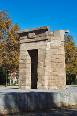 Fototapeta na wymiar Second portal detail of the Temple of Debod at daylight. Madrid, Spain.