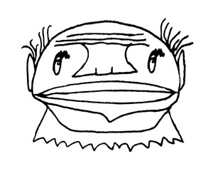 Sketchy Fat Man Head Portrait Drawing