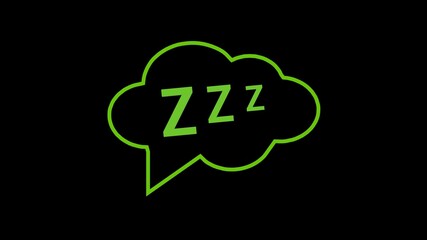 Neon Z-z-z text on text bubble	
