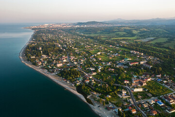 Fototapeta premium Bird's eye view of the city of Tsandripsh. Tsandripsh, Abkhazia 