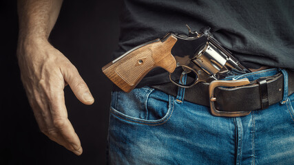 man with a revolver in his belt
