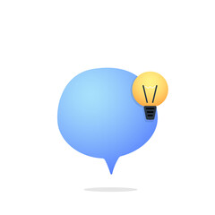 Speech bubble with lightbulb idea sign color illustration