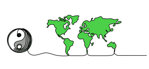 Map of planet Earth as line drawing on white as background. Vector