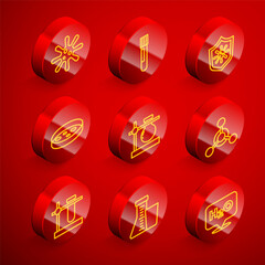 Set line Bacteria, Test tube and flask, Shield protecting from virus, Petri dish with bacteria, on stand, Molecule, and icon. Vector