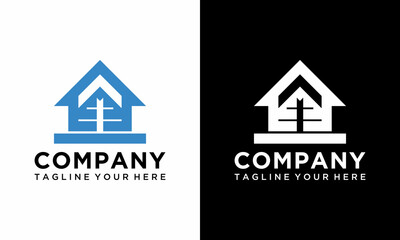 Simple Geometric Home Real Estate Architecture Construction Logo on a black and white background.