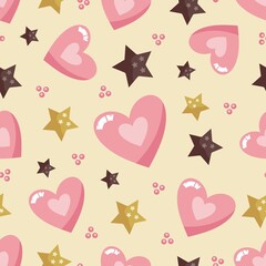 seamless pattern hearts and stars