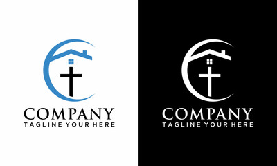 Modern church religion house logo sign modern vector graphic abstract on a black and white background.