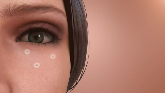 One eye cream ball split to reduce dark spot on skin face whitening beauty cosmetic conceptual with 3d rendering.