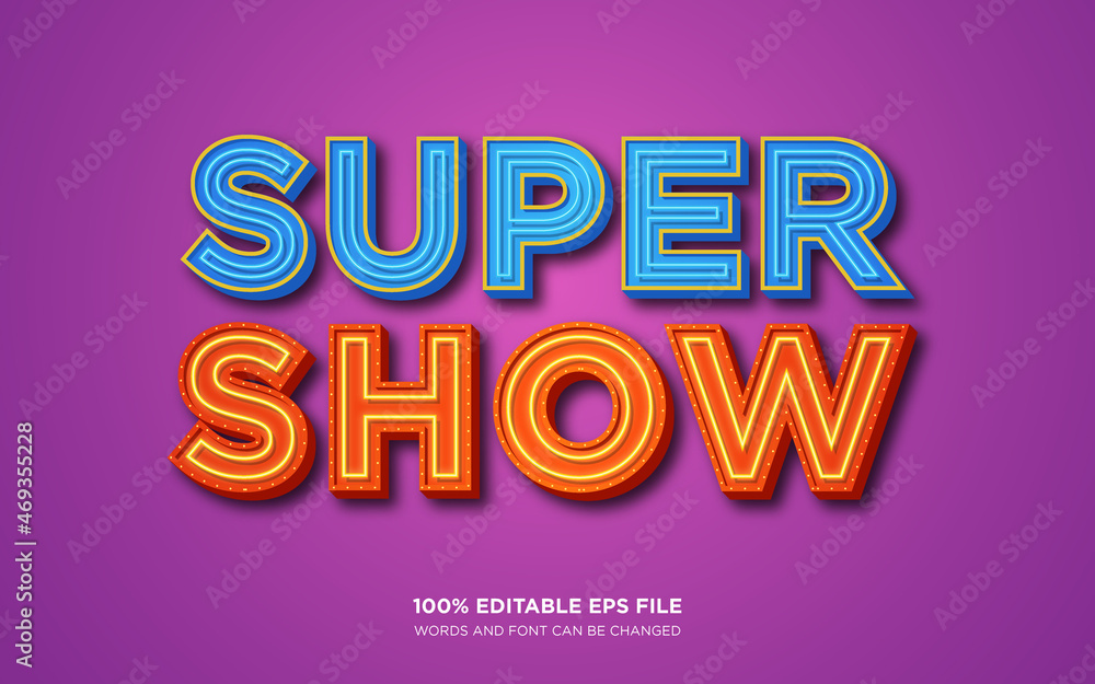 Poster super show 3d editable text style effect