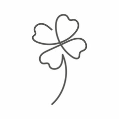  Line art clover four leaf isolated on white background. St. Patrick day symbol. Vector illustration