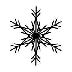 snowflake black outline isolated on white background, vector graphics to illustrate Christmas and New Year, design element, decor, collection