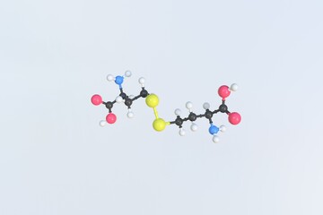 Homocystine molecule, isolated molecular model. 3D rendering