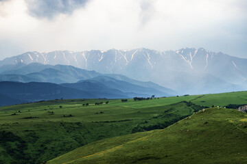 Fototapeta premium An approaching thunderstorm in Caucasus mountains. Mood and weather concepts