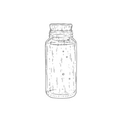 Bottle for essential oil and fragrance storage, vector illustration isolated.