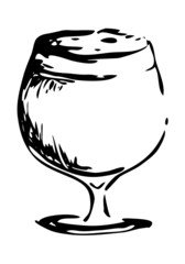 Snifter pint beer glass. Hand drawn ink style graphics illustration. Oktoberfest, Saint Patrick or craft draft beer event festival poster, banner ir stickers, pub bar restaurant menu.