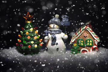 christmas tree with snowman