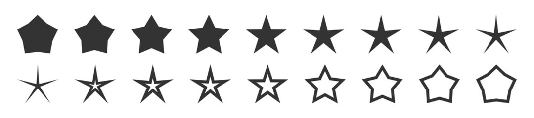 Star shape icon set. Star, design element, isilated line in vector flat