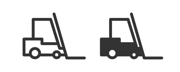  Forklift icon. Fork lift truck sign. Wareouse mashine, outline illustration in vector flat