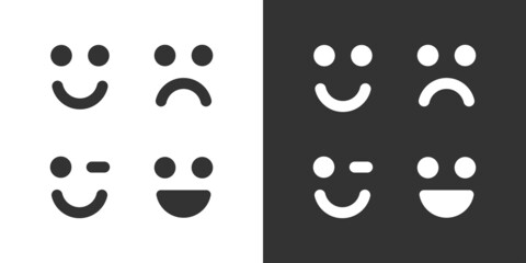 Happy emoticon. Smiley icon. Emotion illustration in vector flat