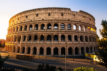 View of the Colosseo Romano (Roman Coliseum) in Roma, Lazio, Italy.