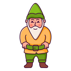 Cute gnome garden.Isolated on white background.Vector flat illustration.