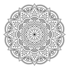 Mandala Coloring book line art vector illustration isolated on white background, Vintage decorative elements, Decoration for interior design