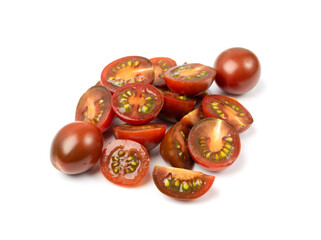 Brown Plum Tomato Group Isolated, Fresh Small Cherry Tomatoes