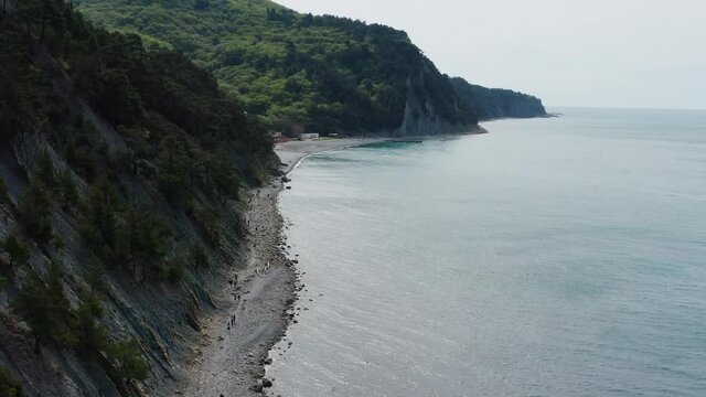 Black sea. Monument of nature - Sail Rock (Parus Rock). Aerial view.