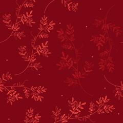 Christmas seamless pattern with branches for greeting cards, wrapping papers. Hand drawn 