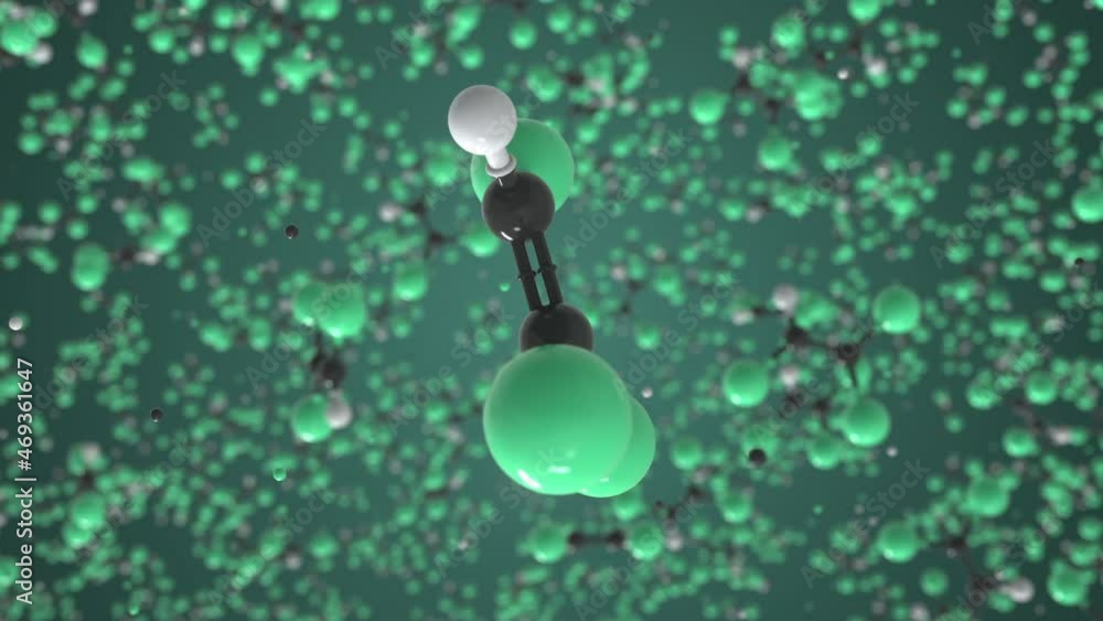 Poster molecule of trichloroethylene, isolated molecular model. looping 3d animation or motion background