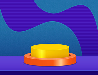 Vector stage violet blue neon background with geometric round platform