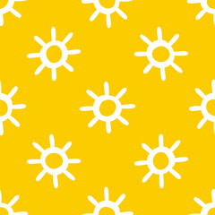 Simple seamless pattern with repeating sun drawn by hand. Vector illustration.