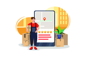 Relocation service application Illustration concept. Flat illustration isolated on white background.