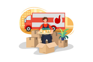 House Relocation Service Illustration concept. Flat illustration isolated on white background.