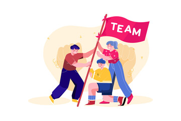 Team Building Illustration concept. Flat illustration isolated on white background.