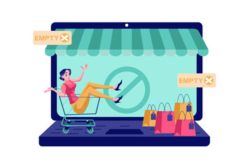 Empty cart Illustration concept. Flat illustration isolated on white background.