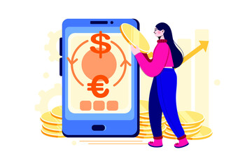 Foreign Currency Exchange Illustration concept. Flat illustration isolated on white background.