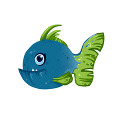 cartoon blue fish