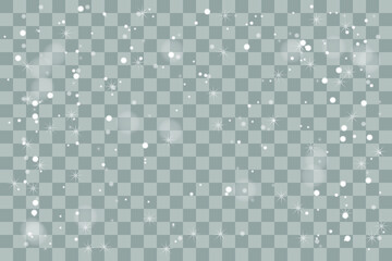 Falling Christmas Shining transparent beautiful, little snow isolated on transparent background. Snow flakes, snow background. Vector heavy snowfall, snowflakes in different shapes and forms.