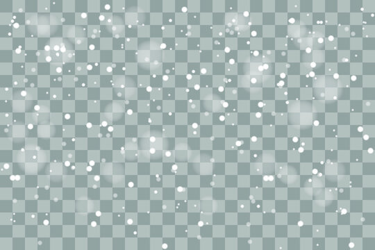 Falling Christmas Shining transparent beautiful, little snow isolated on transparent background. Snow flakes, snow background. Vector heavy snowfall, snowflakes in different shapes and forms.