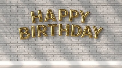 3d rendering balloons on a wall with realistic lighting and shiny material, 3d illustration