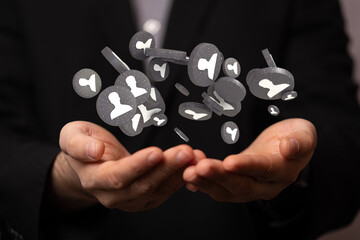 Business people silhouettes network team