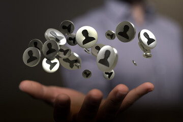 Business people silhouettes network team