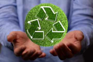 volumetric green recycling sign 3d
